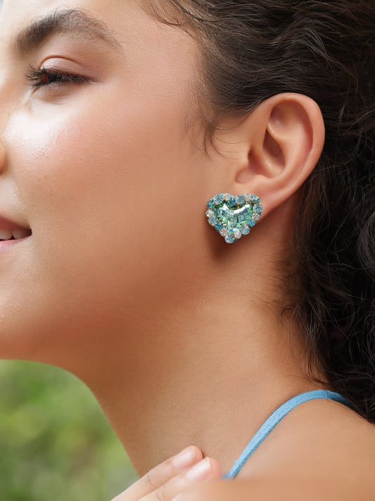 Sweetheart Sparkle Mini Stud Earrings - Blue