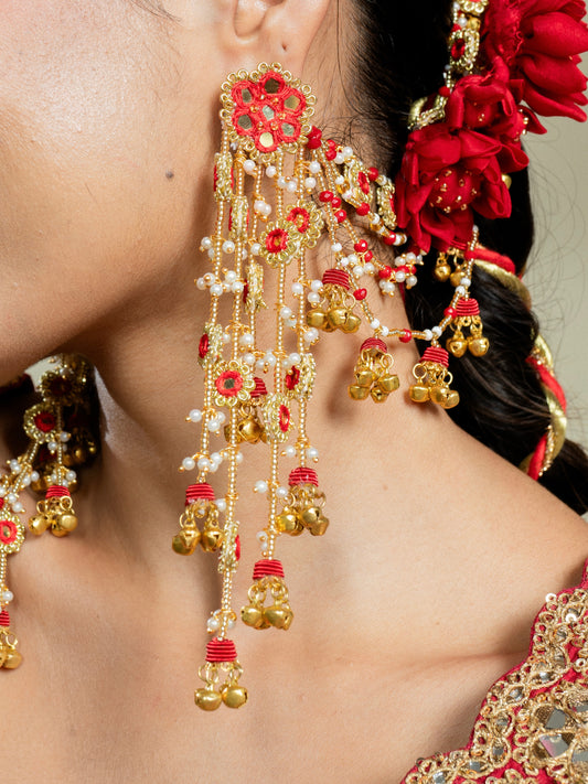 Sindoor Long Earrings with Earchains