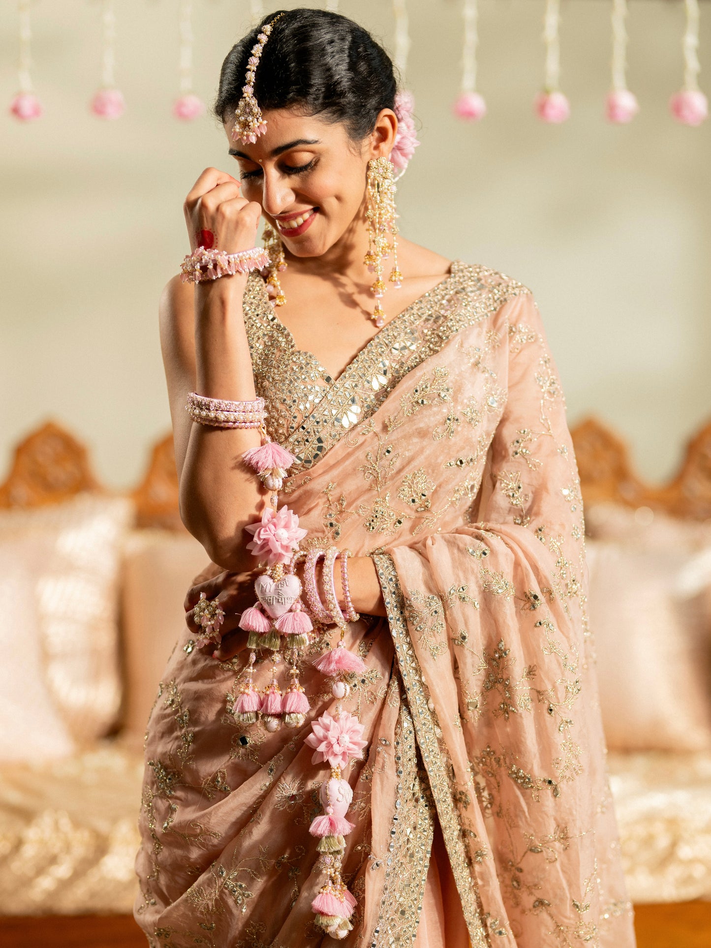 Long Chand Earrings with Earchains