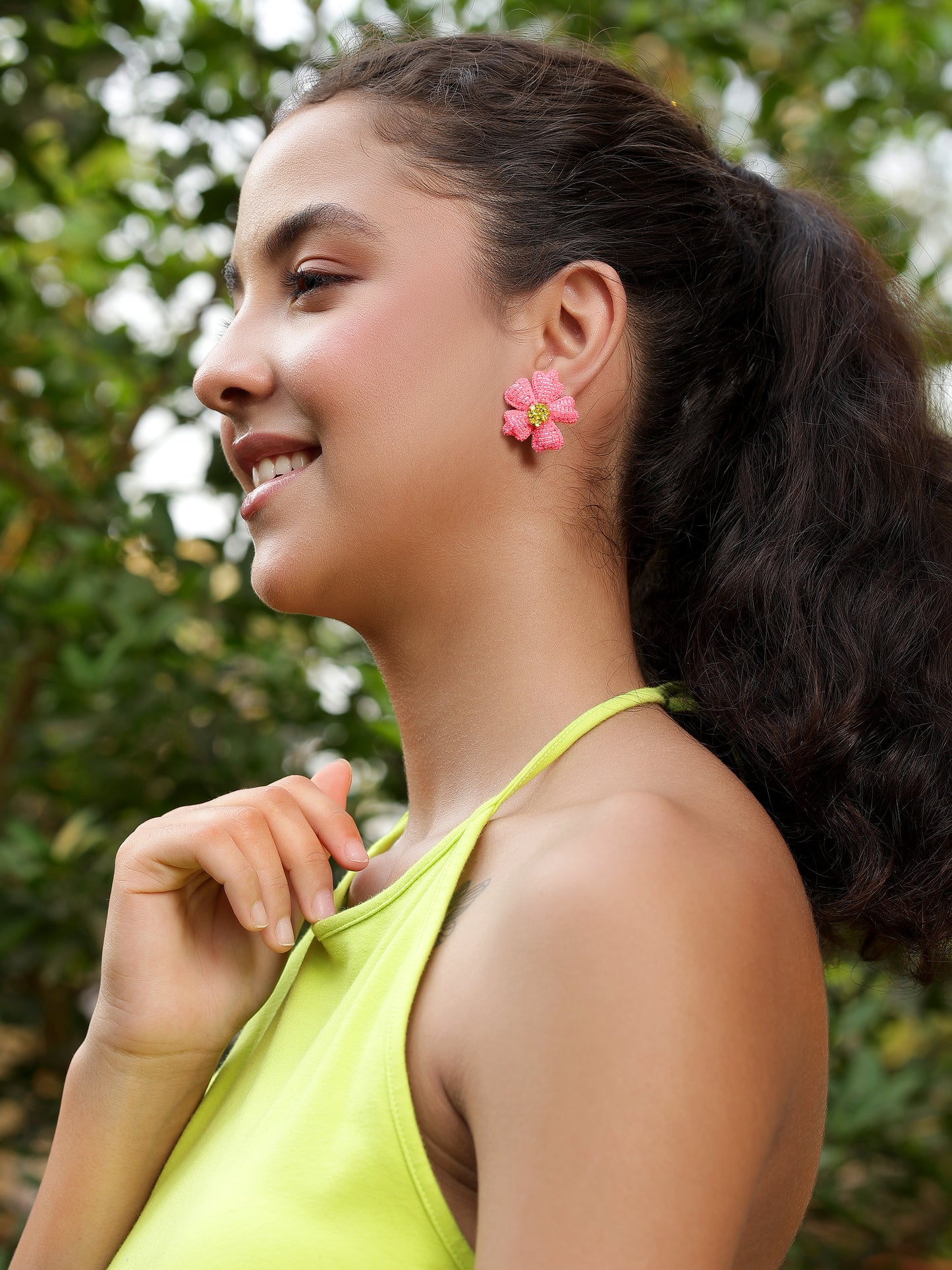 Bloom Earrings - Neon Pink