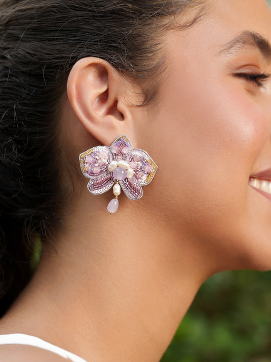 Lavender Rose Earrings