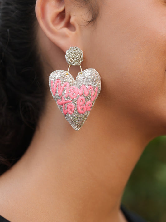 Mom To Be Earrings - Silver