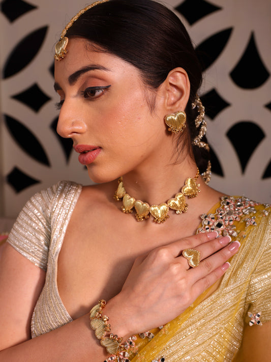 Rumi (Stud Earrings, Mangtikka, Choker, Pair of Bracelets & Ring)