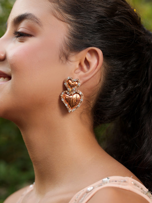 Sweetheart Sparkle Earrings - Peach