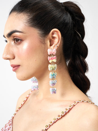 Titli Dangler Earrings with Pair Of Hathphool and Embroidered Latkans Set