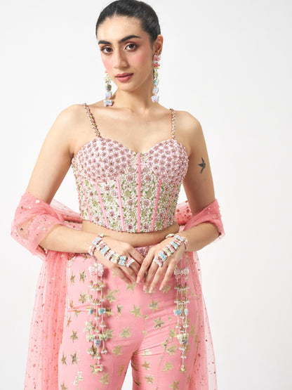 Titli Dangler Earrings with Pair Of Hathphool and Embroidered Latkans Set