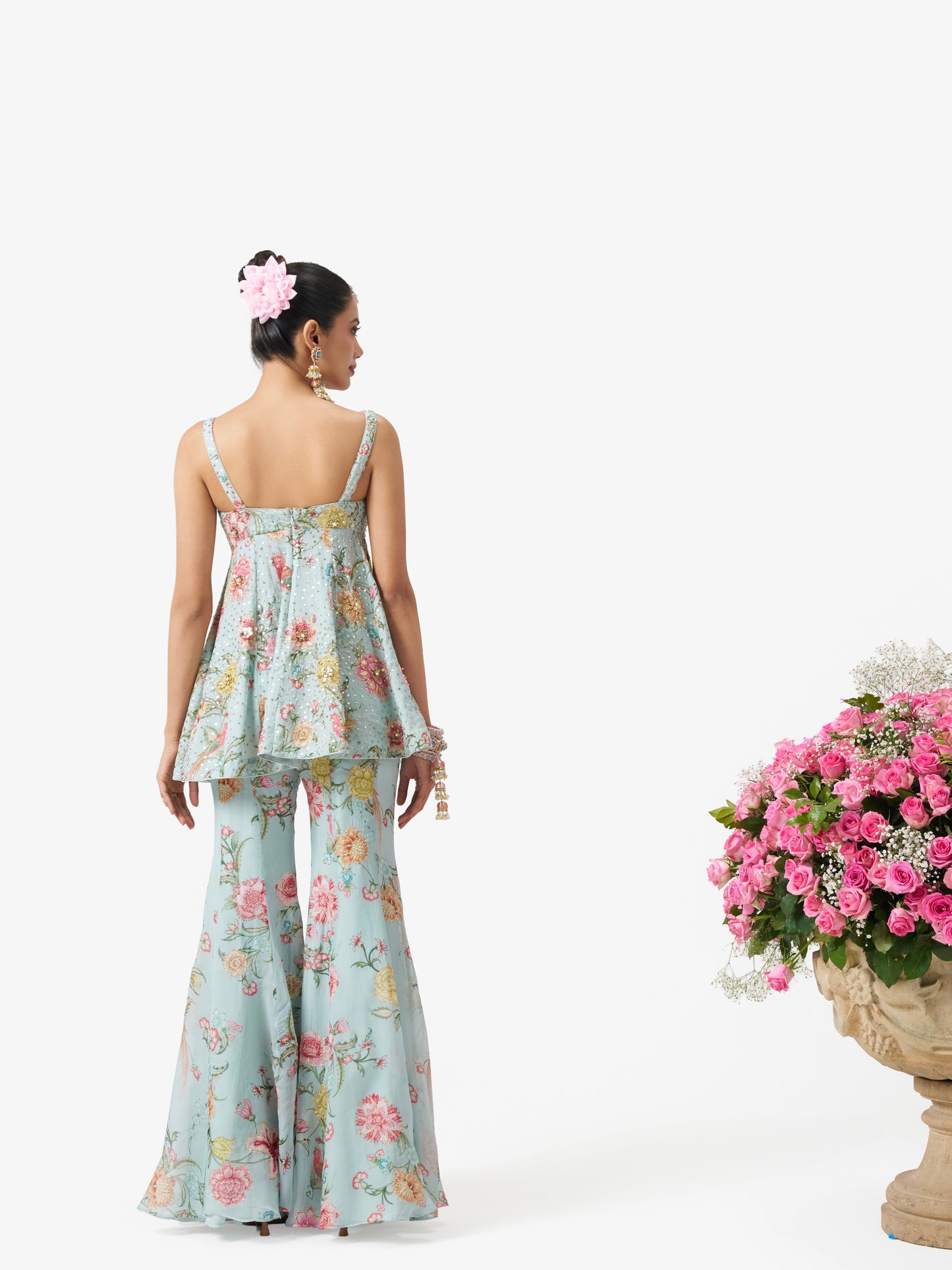 Dilruba Peplum Sharara Set - Blue