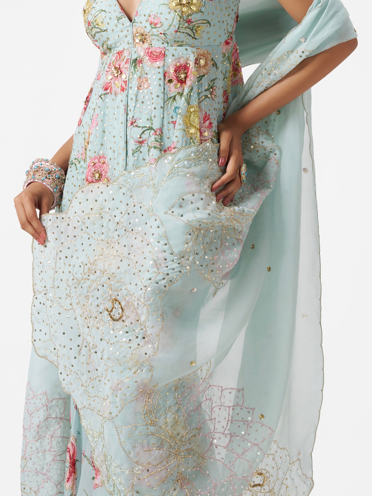 Dilruba Peplum Sharara Set - Blue