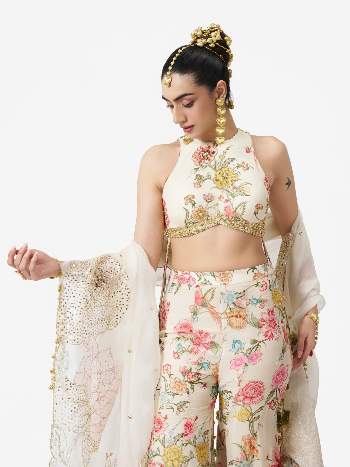 Dilruba Sharara Set - Ivory