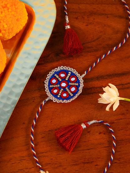 Traditional Blue Mirror Brother Rakhi