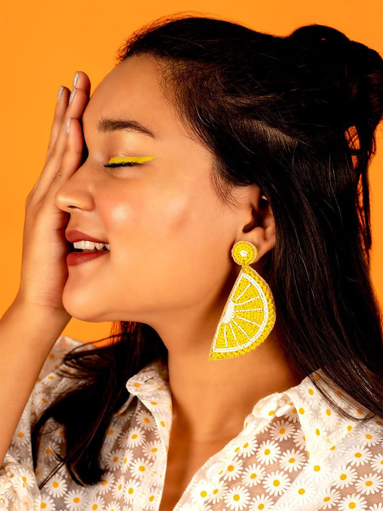 EASY PEEZY LEMON SQUEEZY BEADED EARRINGS - Tonoto.in (6047347015851)