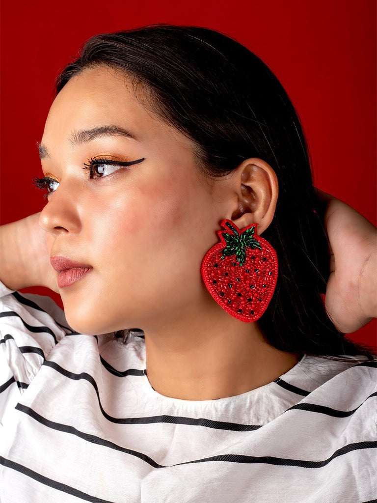 SOME STRAWBERRY PLEASE BEADED EARRINGS - Tonoto.in (6047346393259)